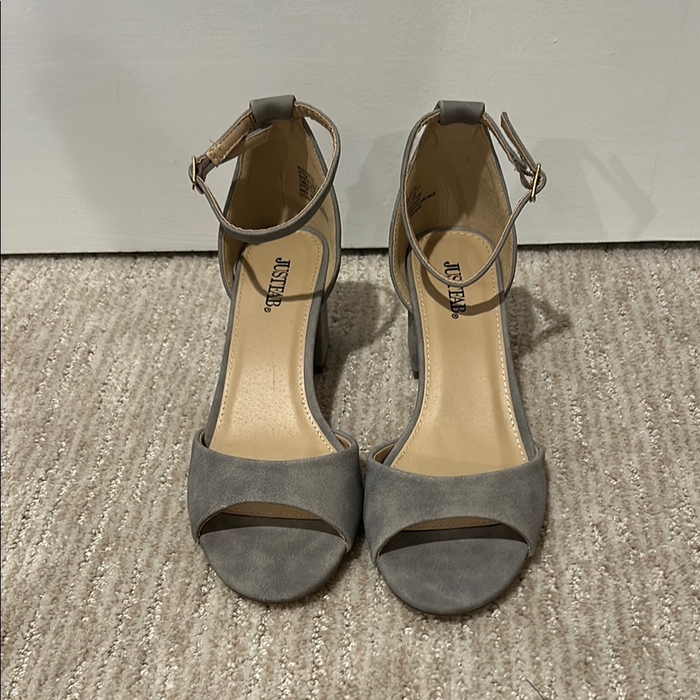 JustFab Gray Ankle Strap Heels with Medium Heel never worn
